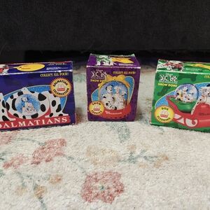 Dalmatian Snow Dome Set - Purple, Red, Green